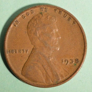1938 P - USA Wheat Cent - Circulated - Nice Coin Album Collectable
