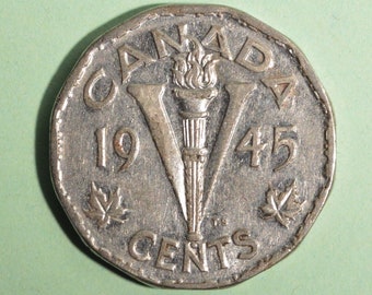 1945 Canada 5 Cent - Nickel - Circulated - Nice Coin Album Collectable