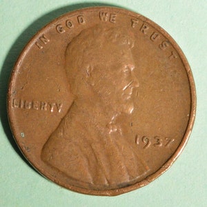 1937 P - USA Wheat Cent - Circulated - Nice Coin Album Collectable