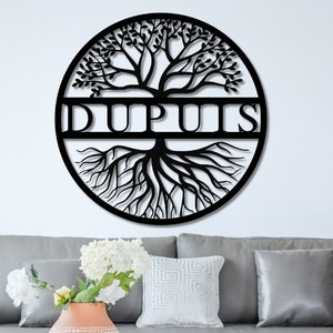 Tree of Life with Personalized Name Metal Sign - Custom Family Name Monogram - Personalized Gift - Metal Monogram Tree - Indoor or Outdoor