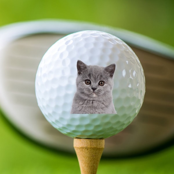 Custom Cat Golf Ball, Cat Day Golf Gift, Golf Balls for Cats, Personalized Cat Golf Balls, Golf Gifts for Dogs, Dog Birthday golf ball,