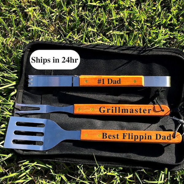 Personalized BBQ, Grill Tool Set, BBQ Set, bbq tools, Custom Grill Gift Set, Father's Day Gift, Gift For Dad, Barbecue Set, Grilling Tool
