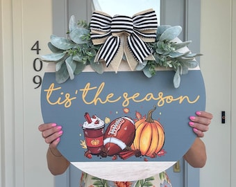 Fall Front Door Decor | Fall Door Hanger | Fall Family Football | Fall Door Hanger | Fall Door Wreath | Football Sign | Fall Wreath