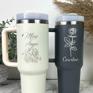 Personalized 30oz Tumbler with Handle | Custom Insulated Stainless Steel, Not Stanley Brand Quencher Personalized, Bridesmaid Tumbler