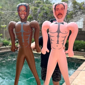 Bachelorette Blow Up Doll Party Favor, Pool Party Fun Bachelorette Gift, Blow Up Husband, Groom Blow Up Doll, Inflatable Man Printed Face
