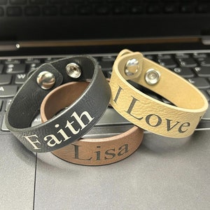 Custom Classic Leather Wristbands - Personalized Leather Bracelets - Motivation, Events, Gifts, Support, Fundraisers, Awareness, and Causes