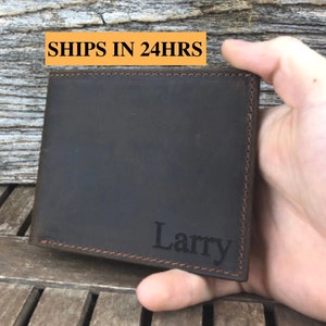 Billetera grabada para esposo, billetera personalizada para esposo, billetera para hombres, billetera de cuero, regalo de graduación, regalo para esposo nunca olvide