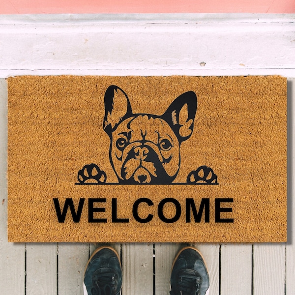 Custom French Bull Dog Door Mat, Door Mat, Personalized Dog Door Mat, Dog Rug, Customized Doormat, Welcome Door Mat, French Bull Dog Rug