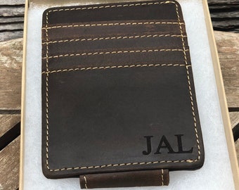 Personalized Leather Money Clip for Boyfriend, Engraved Wallet Gift for Him, Anniversary Gift Boyfriend, Custom Mens Wallet Gift
