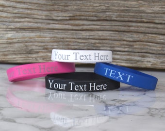 Custom Classic Silicone Wristbands - Personalized Rubber Bracelets - Motivation, Events, Gifts, Support, Fundraisers, Awareness, and Causes