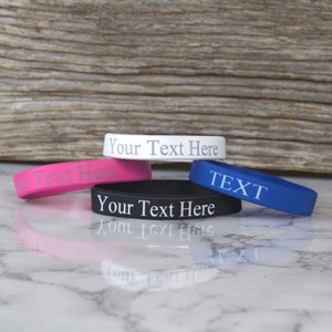 Custom Classic Silicone Wristbands - Personalized Rubber Bracelets - Motivation, Events, Gifts, Support, Fundraisers, Awareness, and Causes