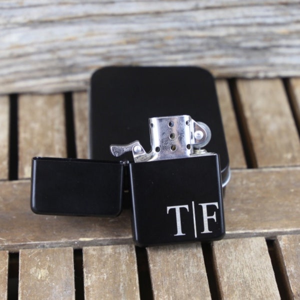 Personalized Black Engraved Lighter - custom lighter, engraved lighter, groomsmen gift, bachelor bachelorette party favor gift, gift for him