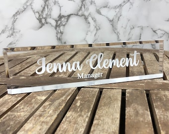 Acrylic Desk Name Plate, Custom Name wedge, Personalized Acrylic Desk Name, Customized Acrylic Desk  Executive Personalized Desk Plate