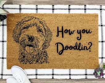 How You DOODLIN'? DOODLE funny Doormat, funny dog Doormat, Custom Doormat, Dog Doormat, Funny Doormat, Home Doormat, Funny Doodle Mom mat