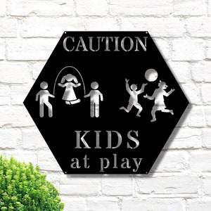 Caution Kids at play Metal Sign, Personalized Kids Sign, Caution Kids Sign, Kids at play custom sign, Neighborhood Sign, Kids playing Sign