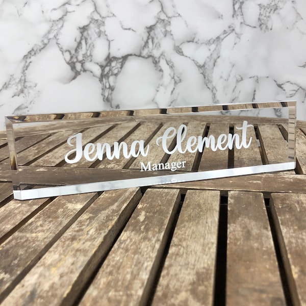 Modern Elegance: Personalized Acrylic Desk Name Plate, Personalized Acrylic Desk Name Plate - Custom Modern Office Decor, Office Name Plate