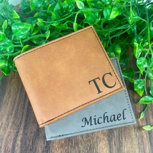 Billetera de cuero personalizada para hombre con identificación, idea de regalo para el día de San Valentín para hombre, billetera de cuero personalizada, billetera personalizada, billetera grabada, regalo para prometido