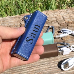 Banco de energía personalizado, Banco de energía de cuero 2200mAh, Cargador de teléfono de viaje, Paquete de batería, Cargador portátil, Regalo para él, Regalo para ella