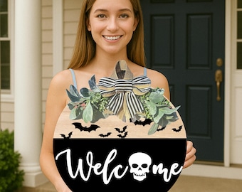 Trick or Treat Halloween Front Door Hanger| Halloween Door Hanger | It's October Witches | Halloween Sign | Halloween Door Decor | Halloween