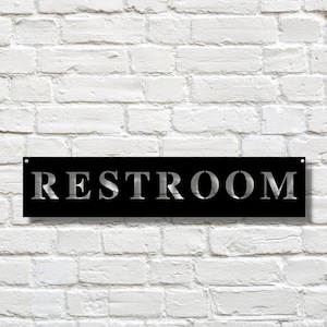 Letrero de baño, letrero de baño personalizado, letrero comercial, letrero de baño personalizado, letrero de regalo para jefe, obsequio para pequeñas empresas, letrero de metal, personalizado