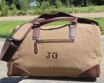 Personalized Mens Leather Bag, Groomsmen Proposal, Monogrammed Duffel, Leather Tote, Groomsmen Gift, Embroidered Travel Bag, Groomsman Gift