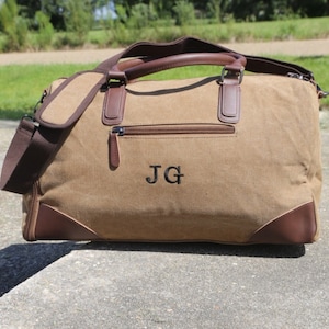 Personalized Mens Leather Bag, Groomsmen Proposal, Monogrammed Duffel, Leather Tote, Groomsmen Gift, Embroidered Travel Bag, Groomsman Gift