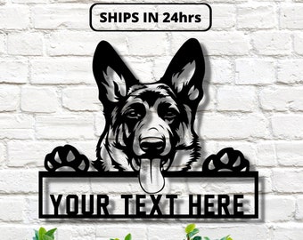 German Shepherd Dog Metal Sign, Personalized Dog Sign, Dog Monogram, Custom Dog Sign, Dog Mom Gift, Dog Gift, Dog House Decor, Gift for dog