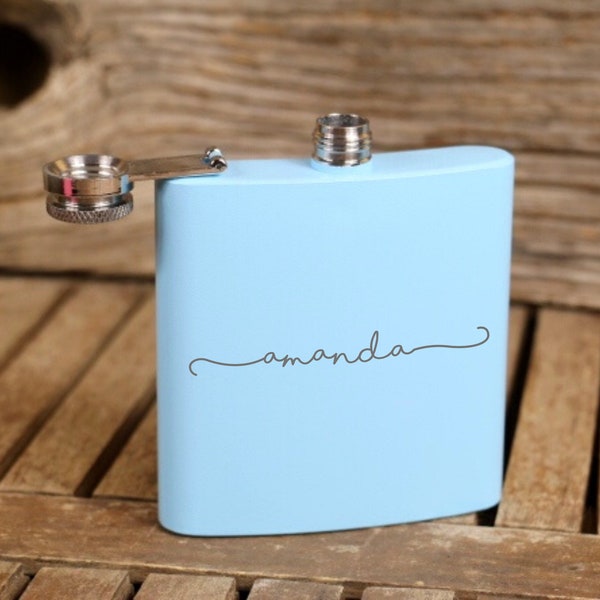 Personalized flask, Bridesmaid Gift, Engraved flask, hip flask Custom Engraved Hip Flask, Girlfriend gift, flask for woman