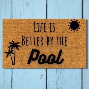 Personalized Pool Door Mat - Custom Name Pool Mat - Summer Vibes, Custom Poolside Welcome Mat - Personalized Pool Decor - Family Name