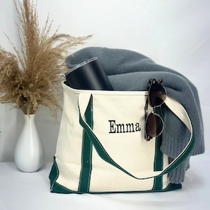 Personalized Beach Bag, Bridesmaid Gift - Canvas Tote Bag - Custom Text Tote - Gift for Her - Bachelorette Gift - School Bag - Embroidery