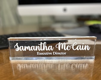 Modern Elegance: Personalized Acrylic Desk Name Plate, Personalized Acrylic Desk Name Plate - Custom Modern Office Decor, Office Name Plate