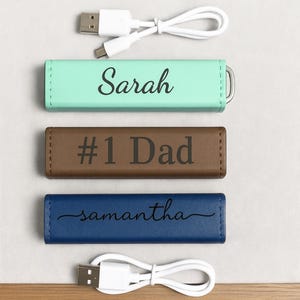 Personalized Power Bank, Leather Power Bank 2200mAh, Travel Phone Charger, Battery Pack, Portable charger, Gift for him, Gift for her