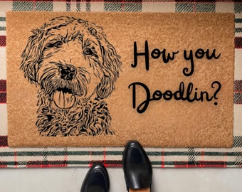 How You DOODLIN'? DOODLE funny Doormat, funny dog Doormat, Custom Doormat, Dog Doormat, Funny Doormat, Home Doormat, Funny Doodle Mom mat