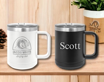 Personalized Insulated Coffee Mug, Custom Coffee Mug, Metal Coffee Mug, Gift for Him, Gift for Her, Groomsmen Gifts,