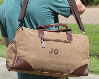 Personalized Groomsmen Leather Bag, Personalized Duffel, Groomsmen Proposal, Groomsmen Gift, Engraved Canvas, Personalized Travel Bag, him