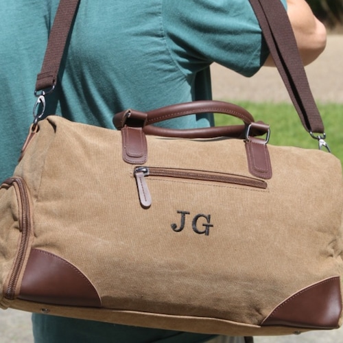 personalised leather overnight bolsa