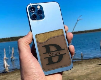 Cell Phone Wallet Stick On Cell Phone Wallet Personalized Phone Wallet Holder Credit Card Holder Adhesive Phone Wallet Custom Engraved