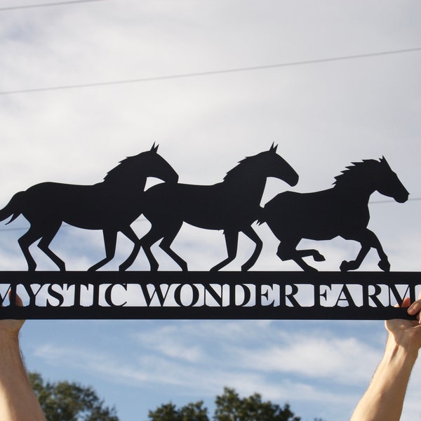 Custom Horse Ranch Sign, Personalized Metal Ranch Sign, Metal Hose Sign, Mustang Sign, Camp Sign, Horse Stall, Horse Farm Decor, Barn Sign