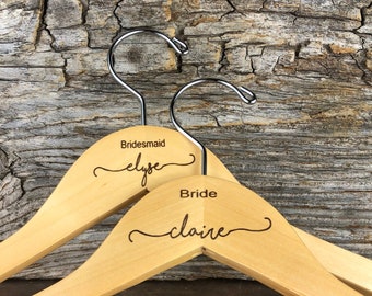 Custom Bridal Hanger, Personalized Bridesmaid Hangers, Bride Hanger for Wedding Dress, Hangers for Bridesmaids, Hangers for Wedding