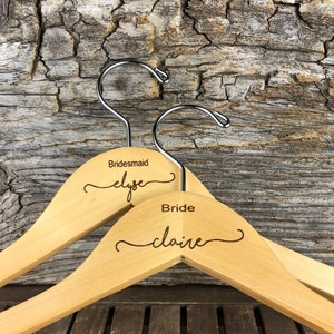 Custom Bridal Hanger, Personalized Bridesmaid Hangers, Bride Hanger for Wedding Dress, Hangers for Bridesmaids, Hangers for Wedding