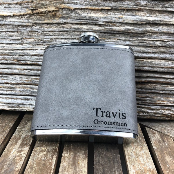 Personalized flask, Leather flask Groomsmen Gift, Engraved flask, hip flaskCustom Engraved Leather Hip Flask, Boyfriend gift, flask for man