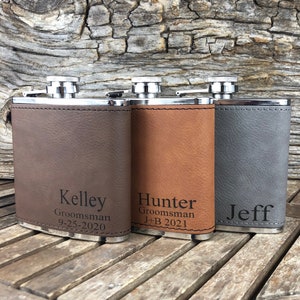 Flask for Man, Personalized Groomsmen Flask, Engraved Hip Flask, Custom Groomsman Flask, Monogrammed Flask, Flask for Groomsmen, Groomsmen