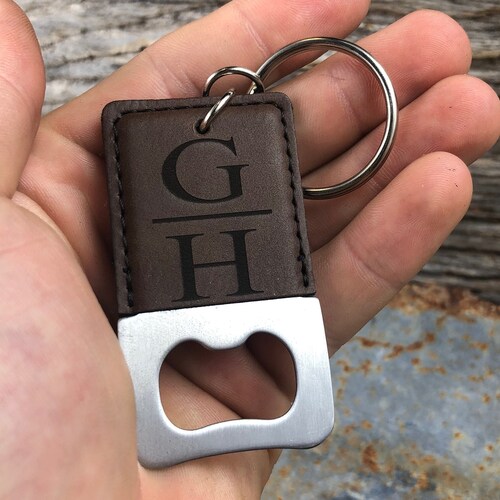 Personalized Bottle Opener Keychain Groomsmen Gift Leather Etsy