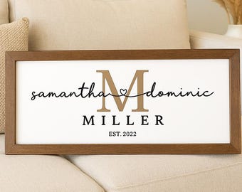 Personalized Last Name Monogram Sign | Modern Farmhouse Wedding Established Date Gift | Personalized Bridal Shower Gift, Custom Wood Sign