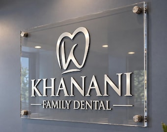 Custom Acrylic Business Logo Sign, Professional Office Wall Decor, Reception Sign