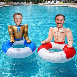 Benutzerdefinierte Pool Float Bachelorette Hen Party Blow-up-Puppe, lustige Braut Float, Bräutigam Ehemann Gesicht Aufblasbare Blow Up Doll Bachelorette Reise-Dekor