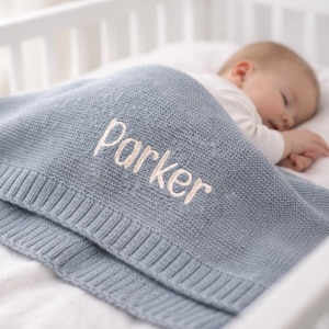 Personalized Baby Blanket, Custom Name Knit Baby Blanket, Newborn Baby Gift, Baby Shower Gift, Personalized Knit Blanket, Nursery Keepsake
