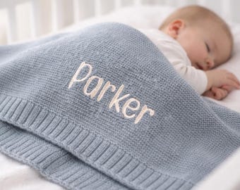 Personalized Baby Blanket, Custom Name Knit Baby Blanket, Newborn Baby Gift, Baby Shower Gift, Personalized Knit Blanket, Nursery Keepsake