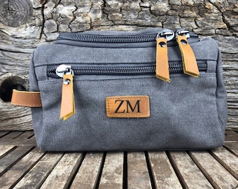 Kulturtasche Herren - Leder Kulturbeutel - Leder Kulturbeutel - Mit Monogramm - Geschenk für Ihn - Rasierbeutel - Geschenk für Ihn