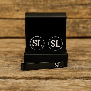 Cufflinks and tie Clip set, engraved tie clip, personalized tie clip, custom cuff links, wedding proposal, custom cuff links for groom, Dad